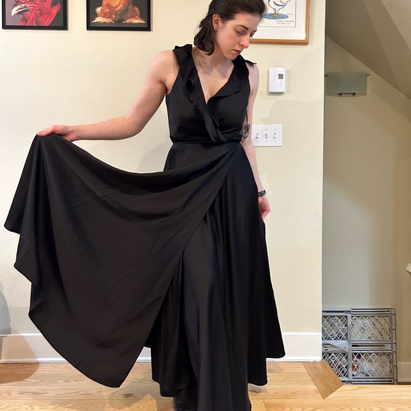 BHLD Tags On black wedding guest gown /wrap dress - Picture 3 of 10